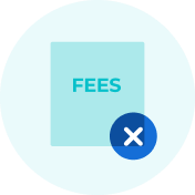 Icon representing no hidden fees in financing options for plumbing services, featuring the word "FEES" crossed out, symbolizing transparency and affordability.